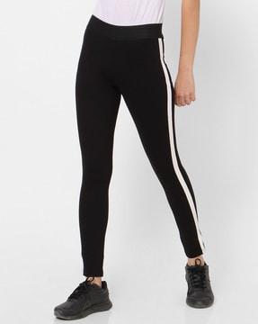 ankle-length treggings with contrast stripes