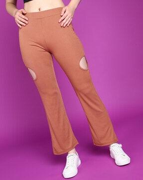 ankle-length trousers with elasticated waist