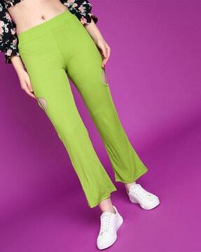 ankle-length trousers with elasticated waist