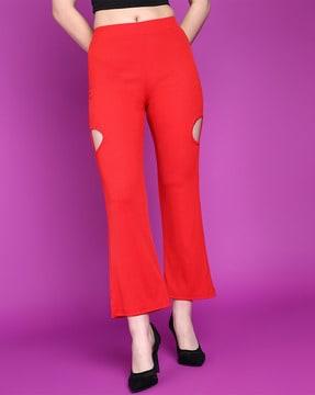 ankle-length trousers with elasticated waist