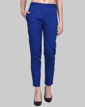 ankle-length trousers with elasticated waistband