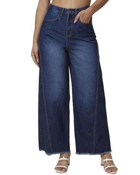 ankle-length wide jeans