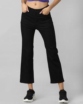 ankle-length wide-leg jeans
