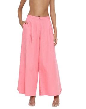 ankle length wide leg trousers