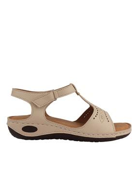 ankle-strap flat sandals with velcro fastening