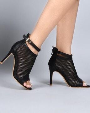 ankle-strap mesh stilettos