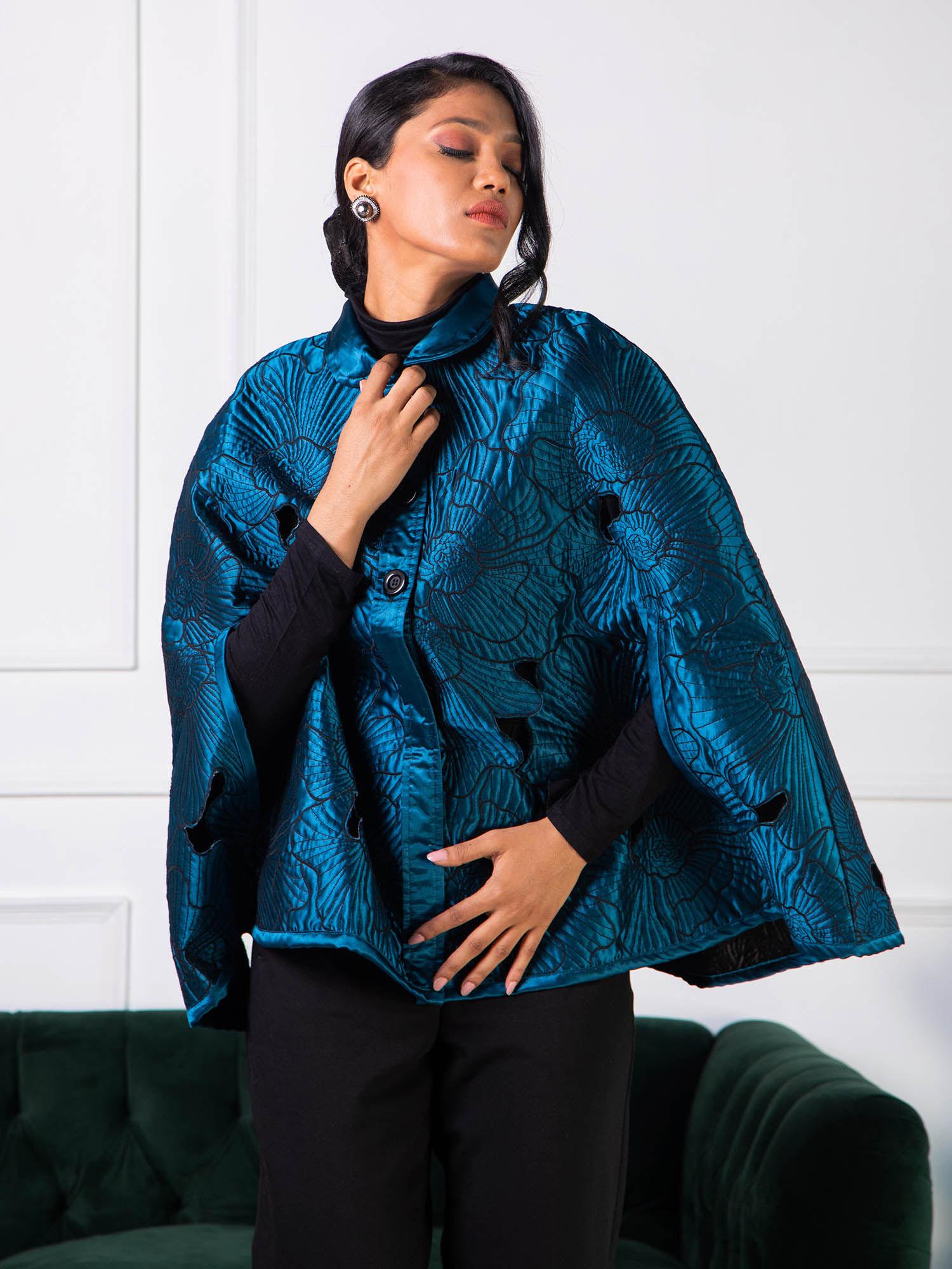 anna - quilted cape with floral cutouts