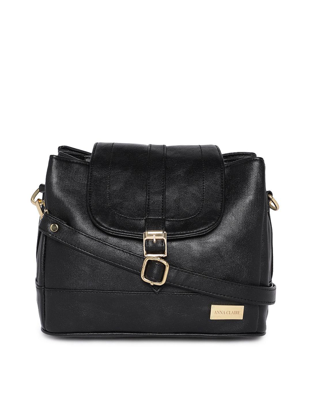 anna claire black solid sling bag