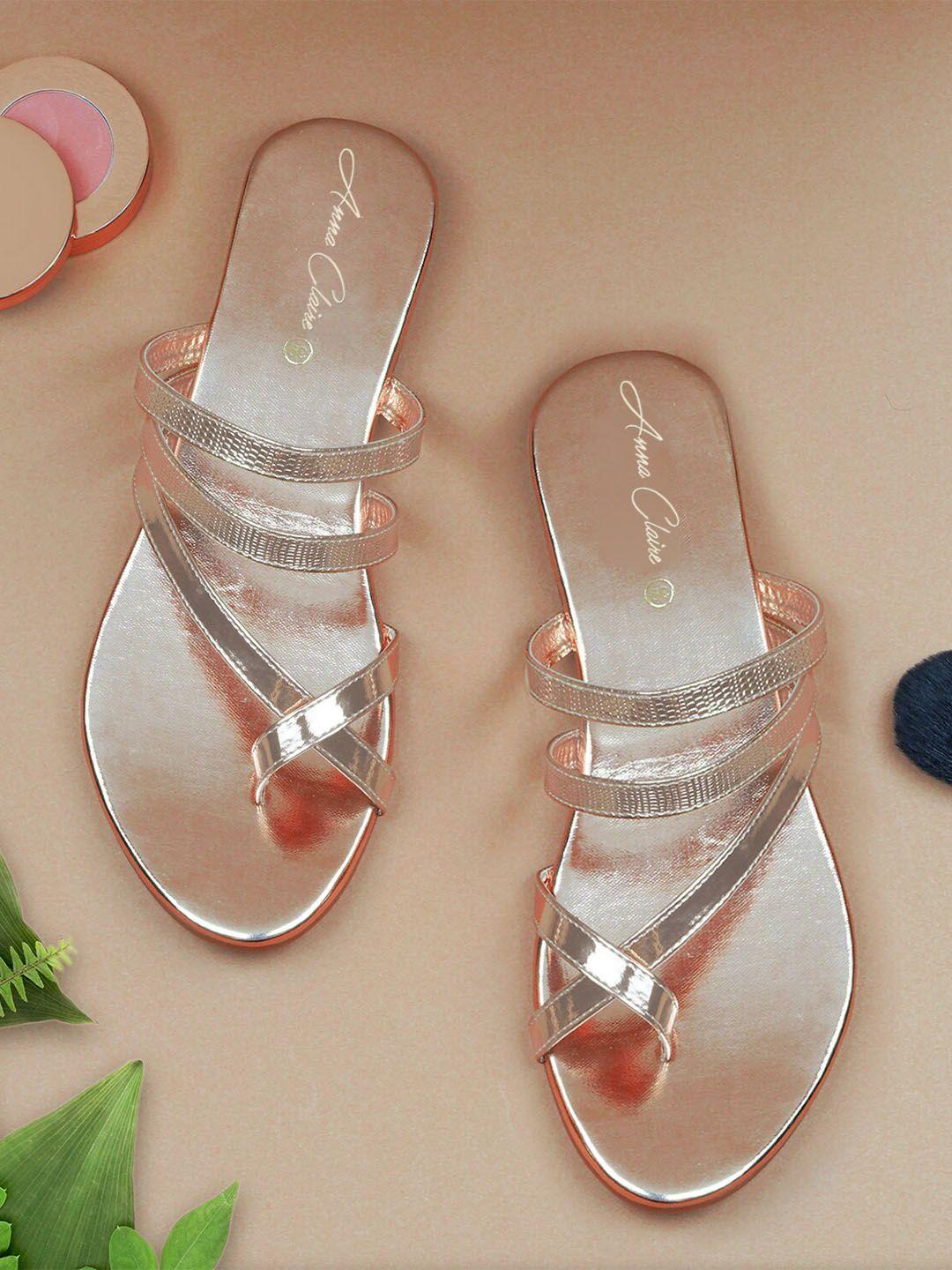 anna claire strappy textured one toe flats