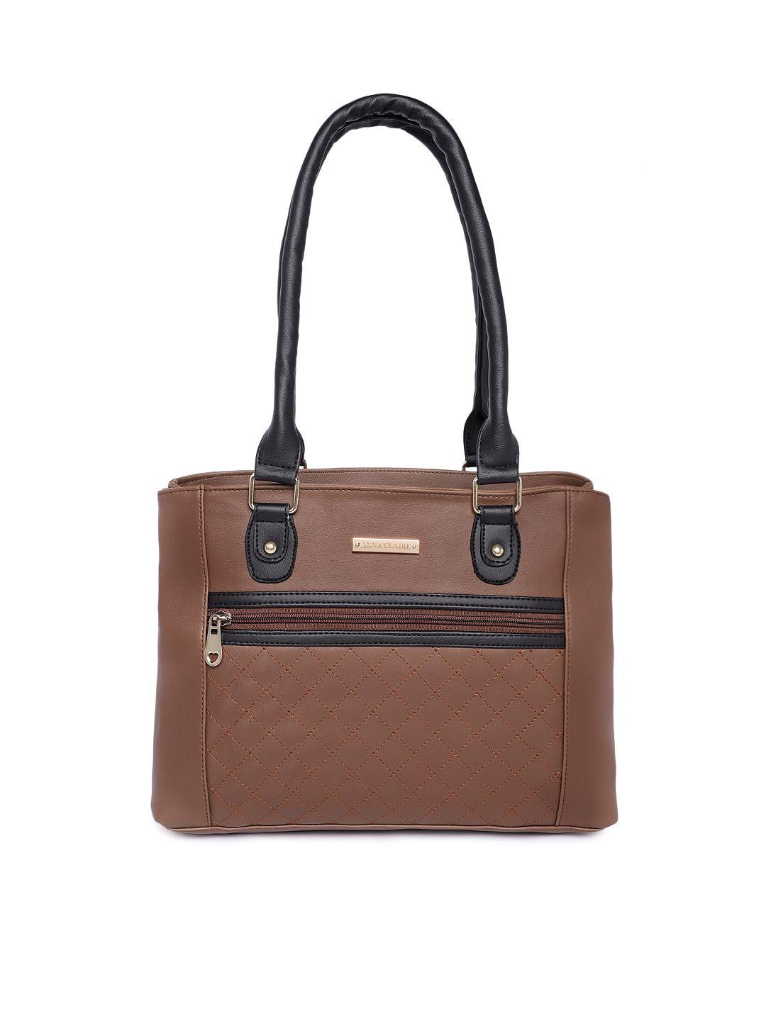 anna claire tan brown solid shoulder bag