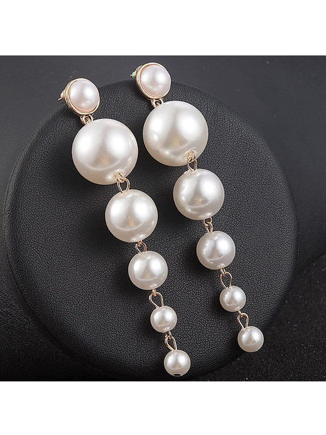anna creations women white pearl contemporary drop earrings