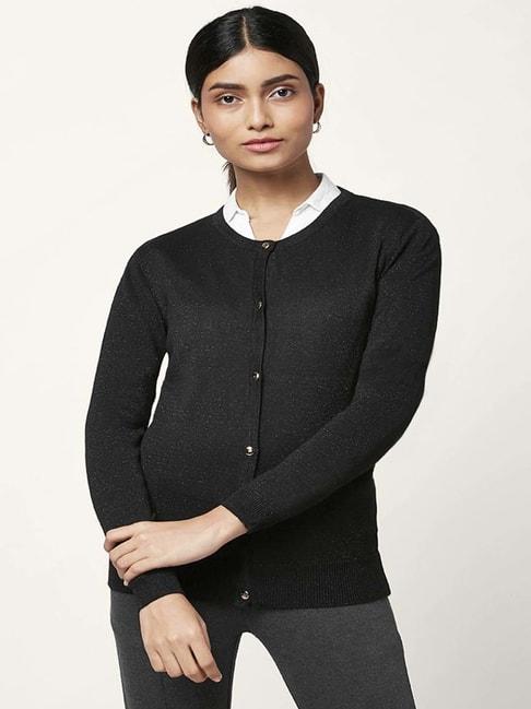 annabelle by pantaloons black round neck cardigan