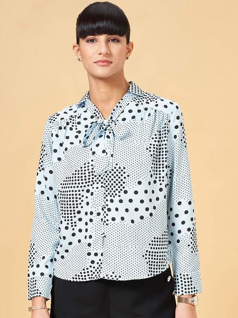 annabelle by pantaloons dream blue polka dots formal shirt