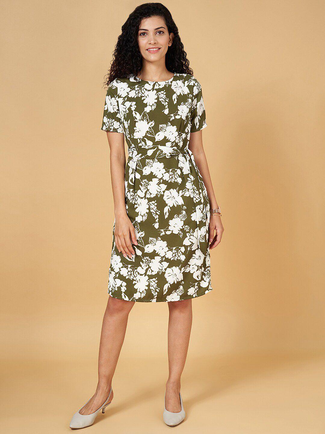 annabelle by pantaloons floral printed round neck fit & flare dress