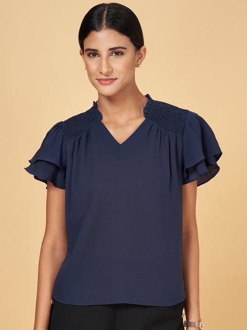 annabelle by pantaloons navy regular fit top