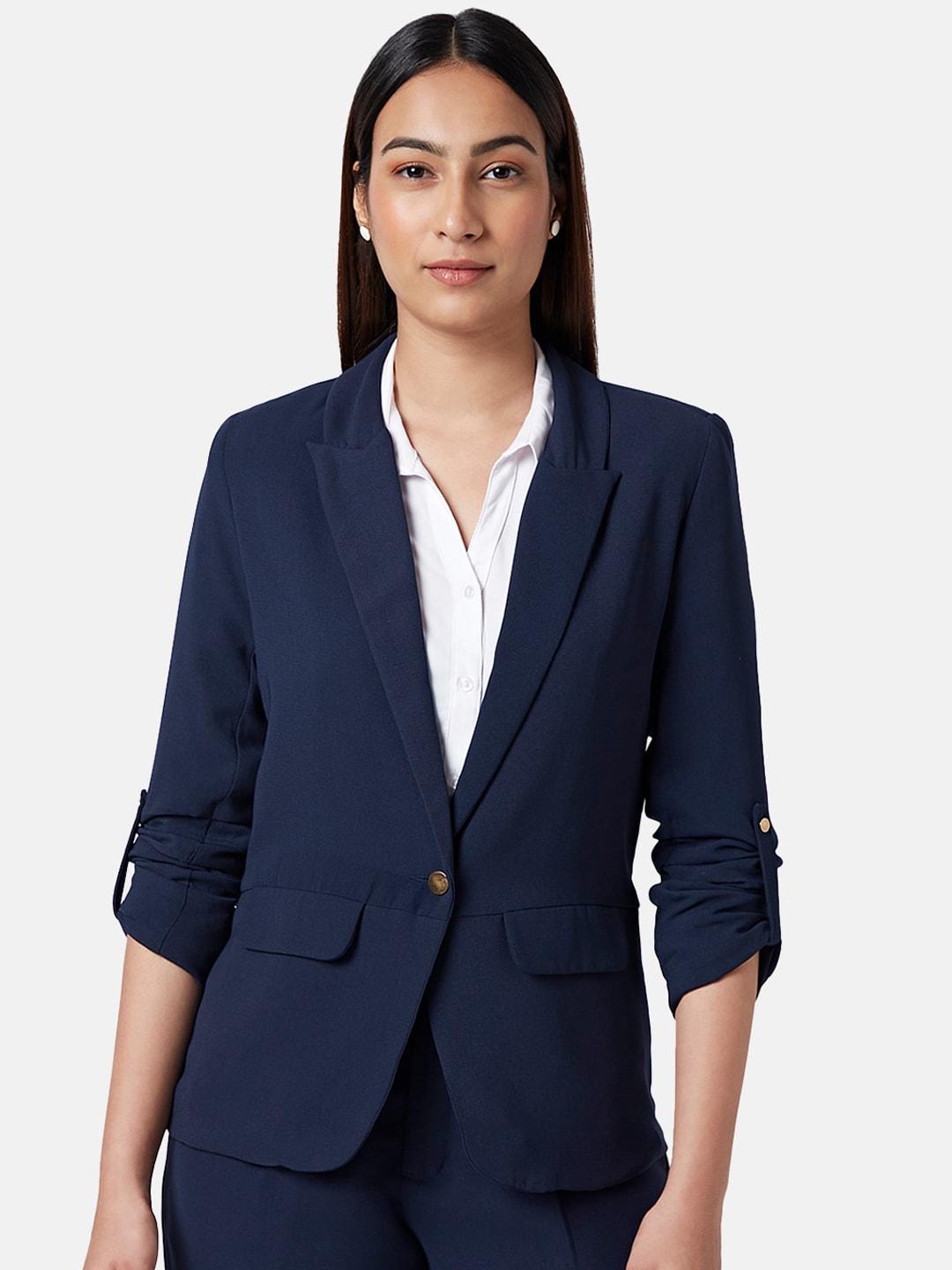 annabelle by pantaloons notched lapel comfort-fit single-breasted blazer