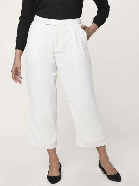 annabelle by pantaloons off-white high rise cropped pants