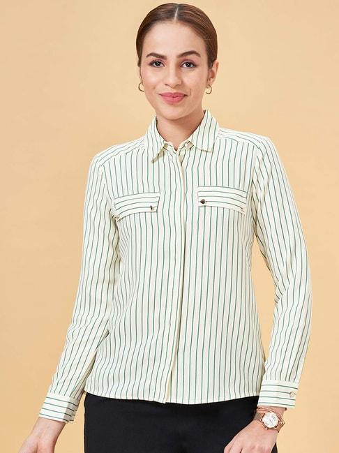 annabelle by pantaloons off-white striped formal shirt