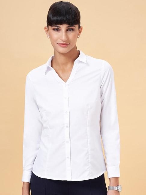 annabelle by pantaloons white regular fit formal shirt