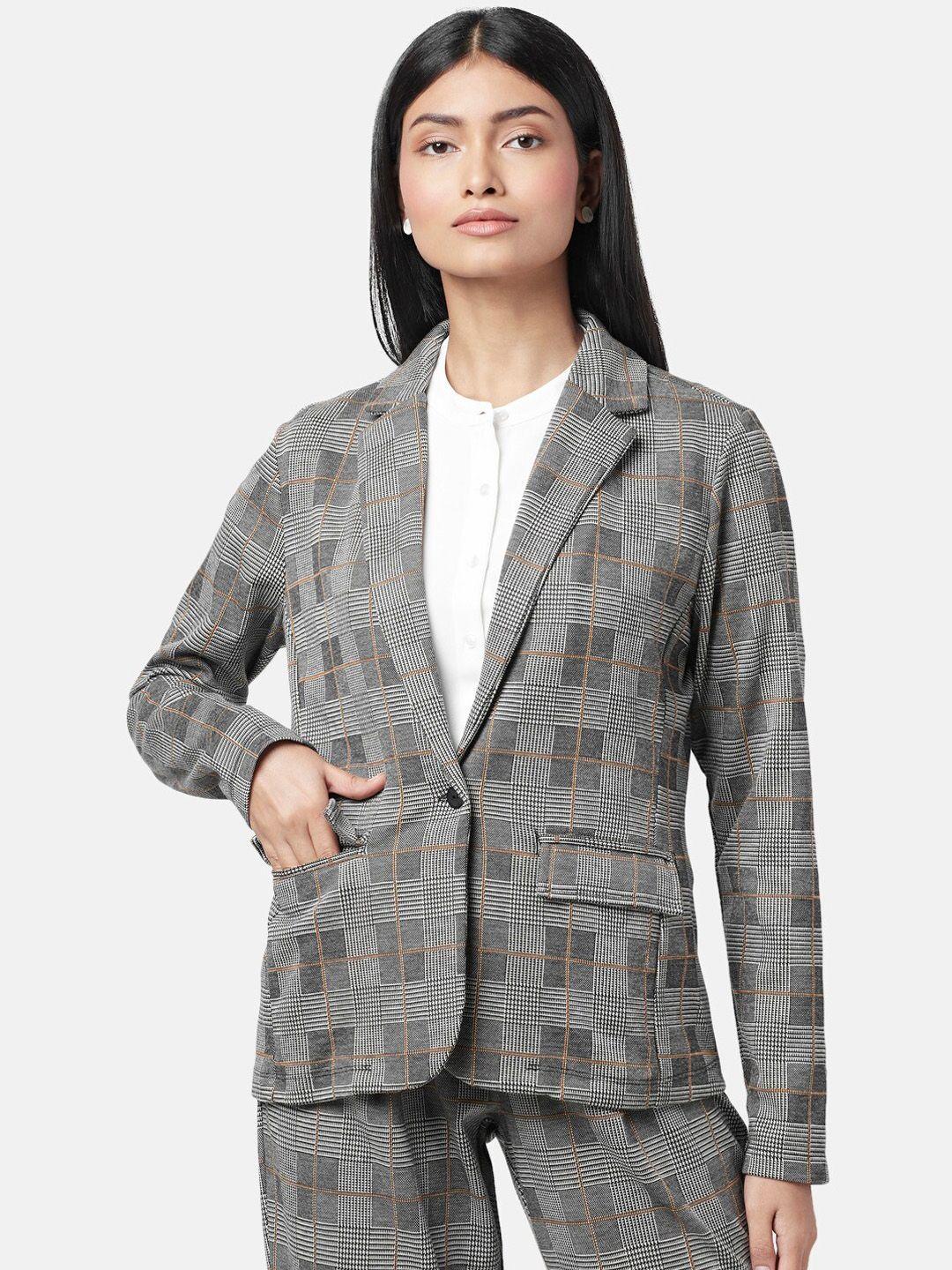 annabelle by pantaloons women checked single breasted blazers