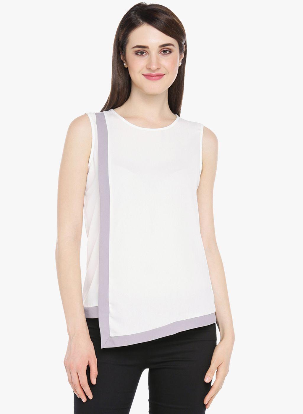 annabelle by pantaloons women off-white solid blouson top