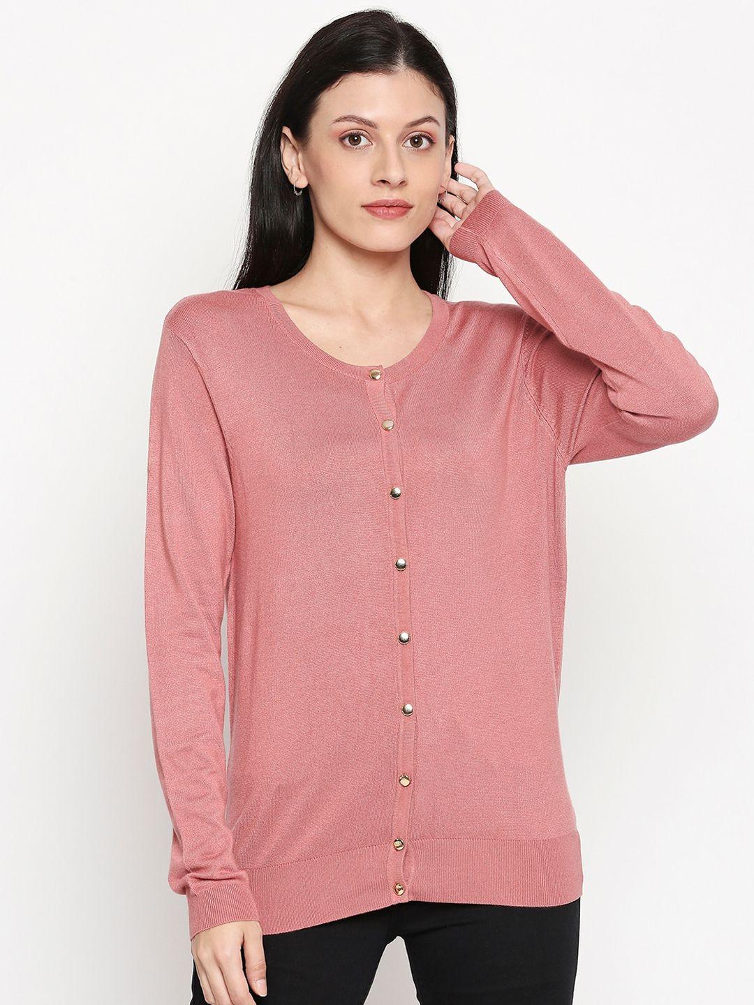 annabelle by pantaloons women pink solid cardigan