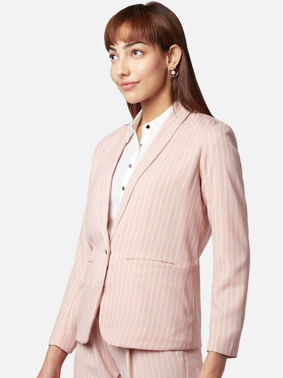 annabelle by pantaloons women striped single-breasted blazer