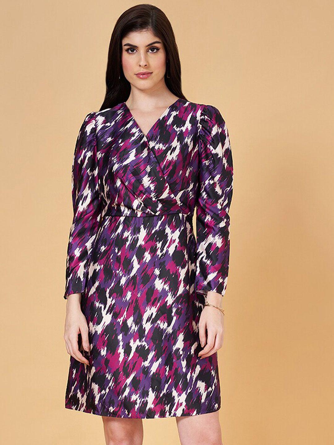 annabelle by pantaloons abstract printed puff sleeves a-line dress