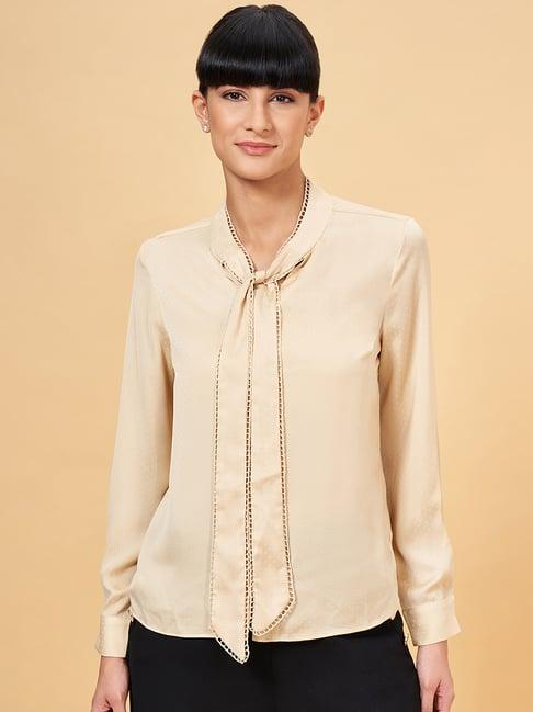 annabelle by pantaloons beige comfort fit top