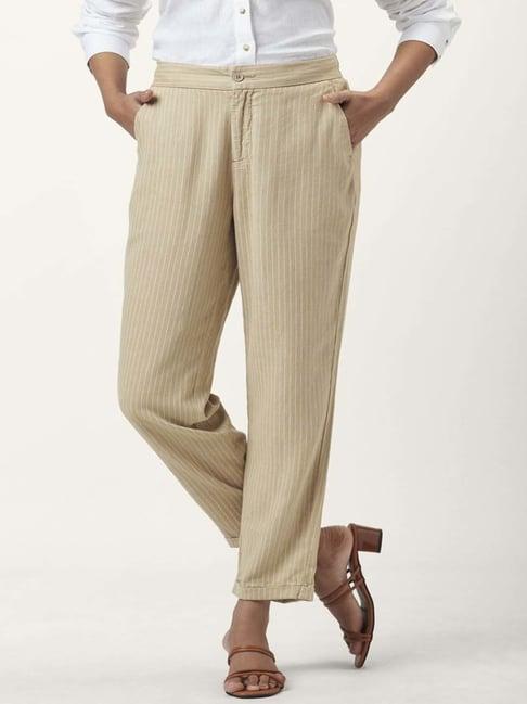 annabelle by pantaloons beige striped pants