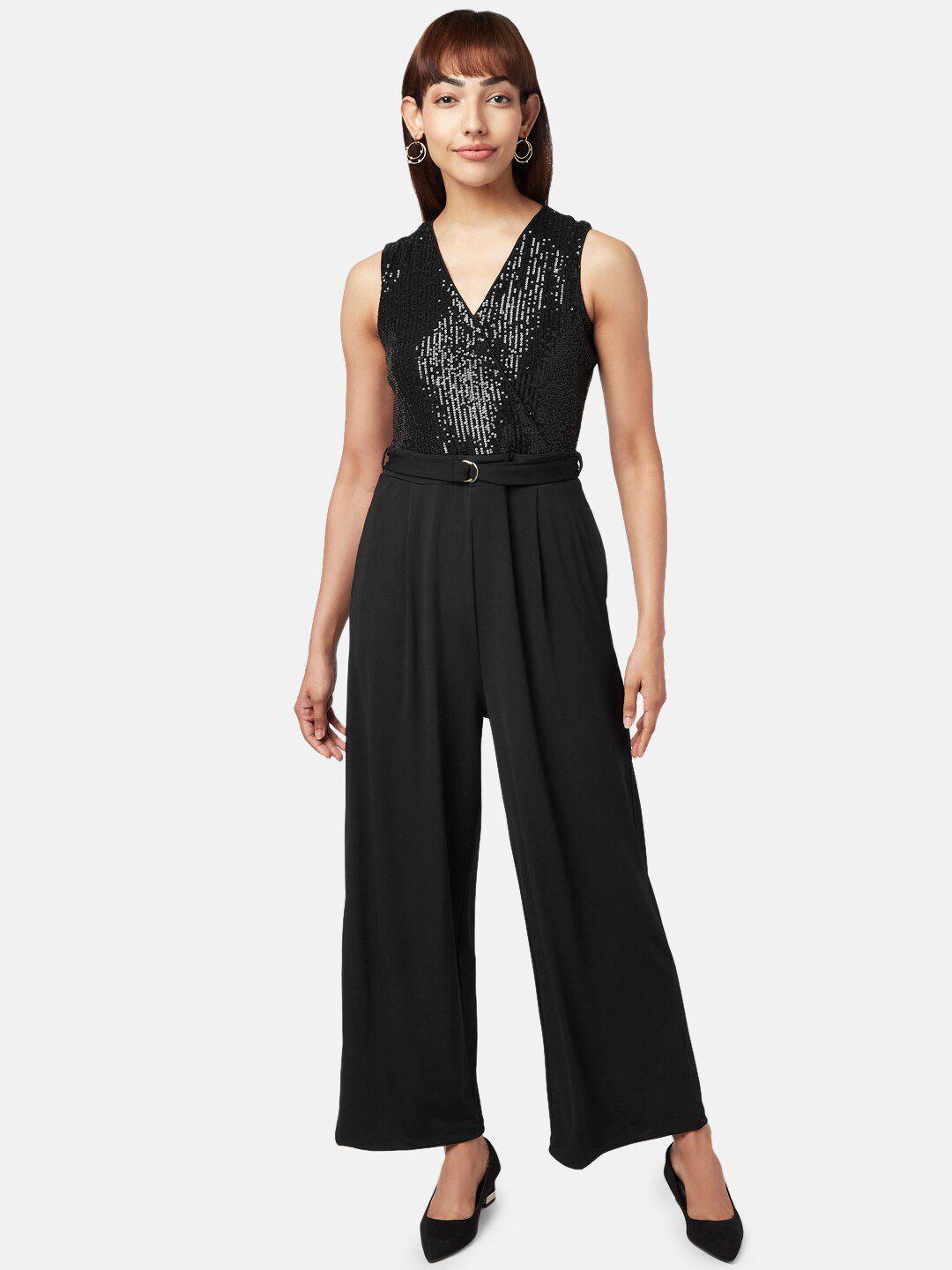 annabelle by pantaloons black basic jumpsuit with embellished