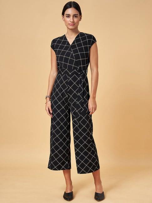 annabelle by pantaloons black chequered jumpsuit