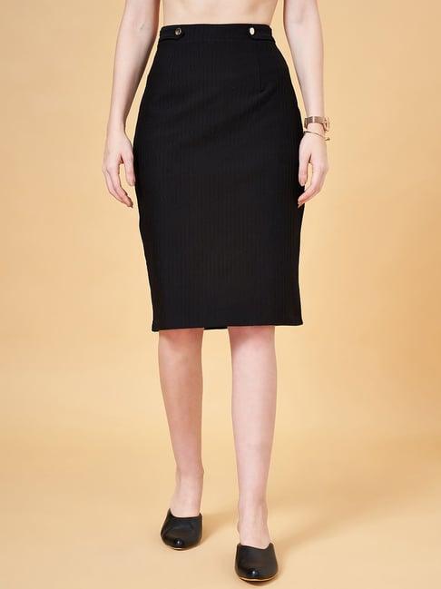 annabelle by pantaloons black knee length pencil skirt