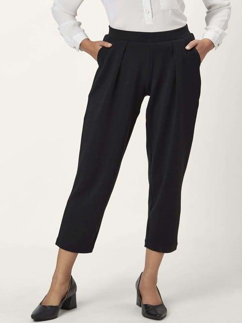 annabelle by pantaloons black mid rise cropped pants