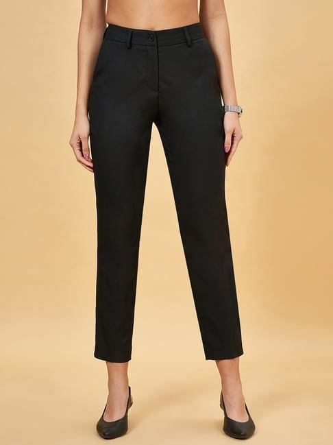 annabelle by pantaloons black mid rise formal pants