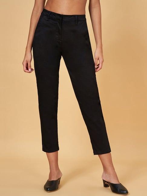 annabelle by pantaloons black mid rise trousers