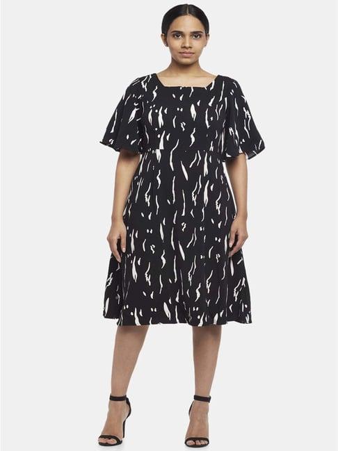 annabelle by pantaloons black printed a-line dress