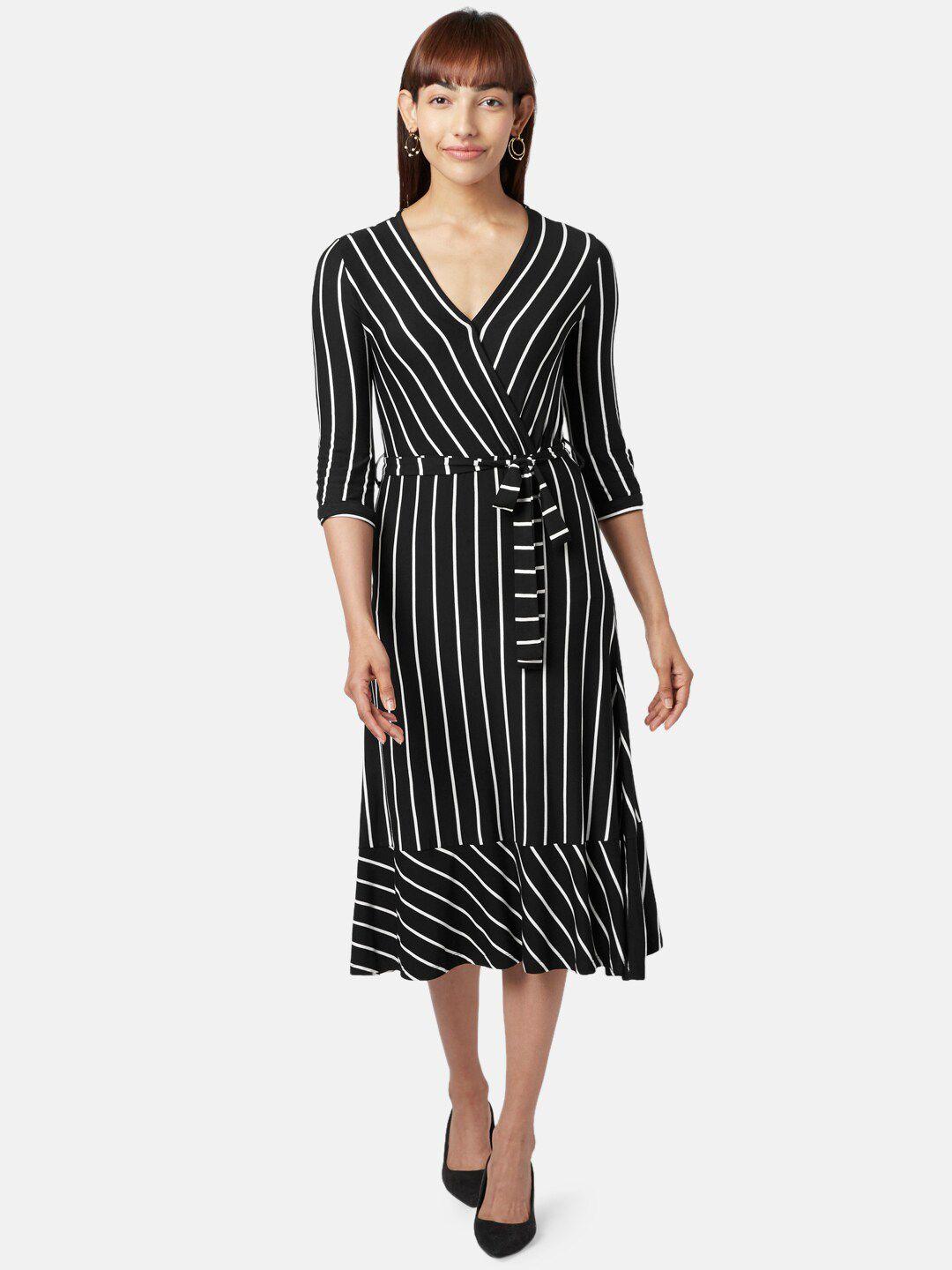 annabelle by pantaloons black striped midi dress