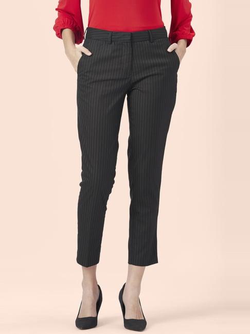 annabelle by pantaloons black striped trousers