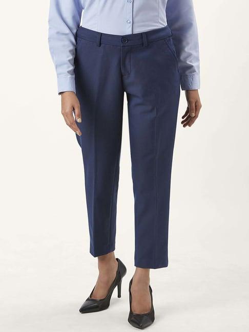 annabelle by pantaloons blue mid rise trousers