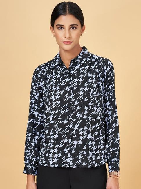 annabelle by pantaloons blue printed shirt