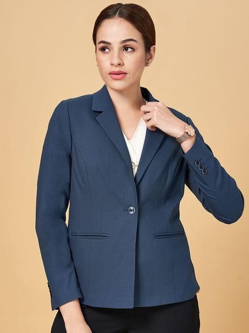 annabelle by pantaloons blue regular fit blazer