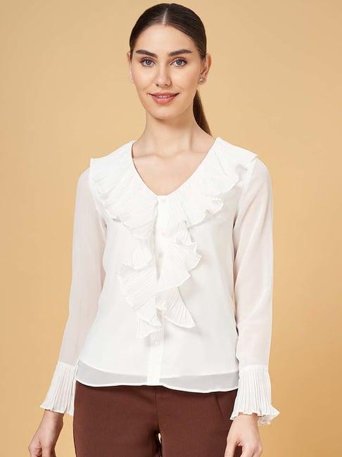 annabelle by pantaloons bright white regular fit top