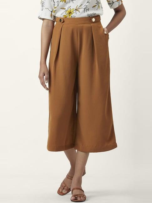 annabelle by pantaloons brown high rise culottes