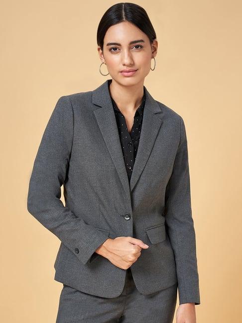 annabelle by pantaloons charcoal grey notched lapel blazer