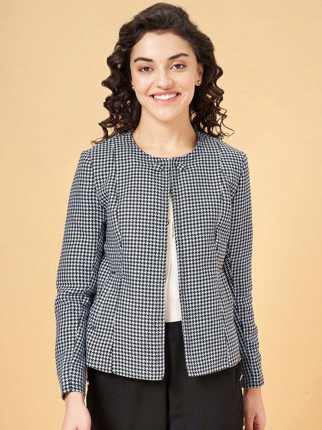 annabelle by pantaloons checked collarless open front jacket