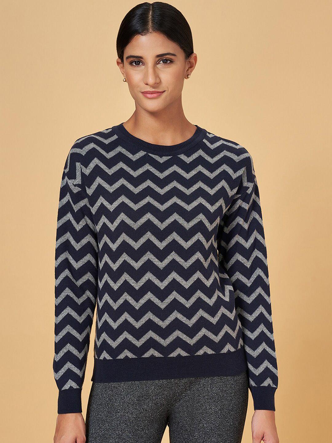 annabelle by pantaloons chevron printed round neck pullover