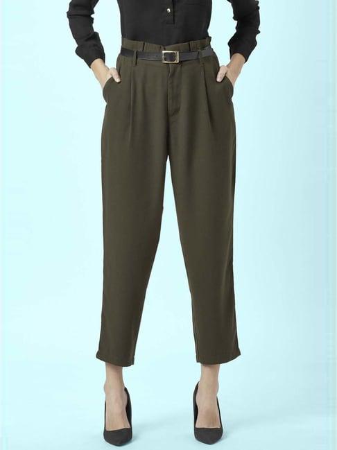 annabelle by pantaloons green high rise trousers