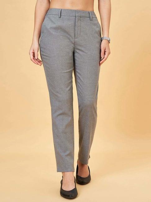 annabelle by pantaloons grey chequered trousers