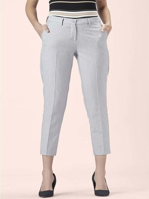 annabelle by pantaloons grey high rise cropped pants